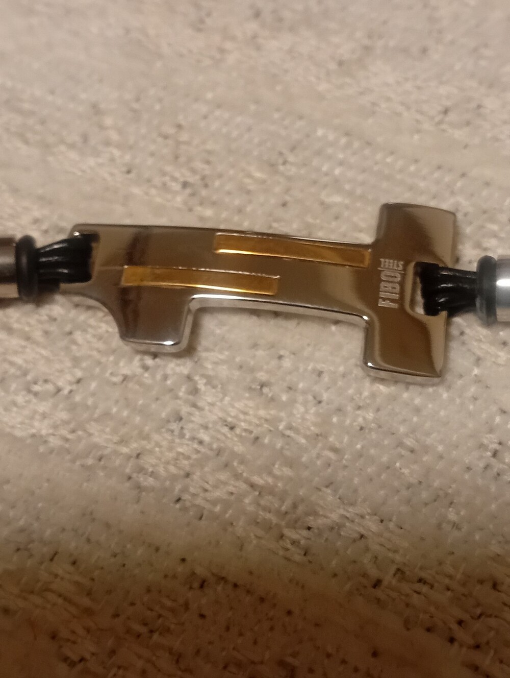 Men's Black Leather Multi-Strand Bracelet with Stainless Steel & Gold
